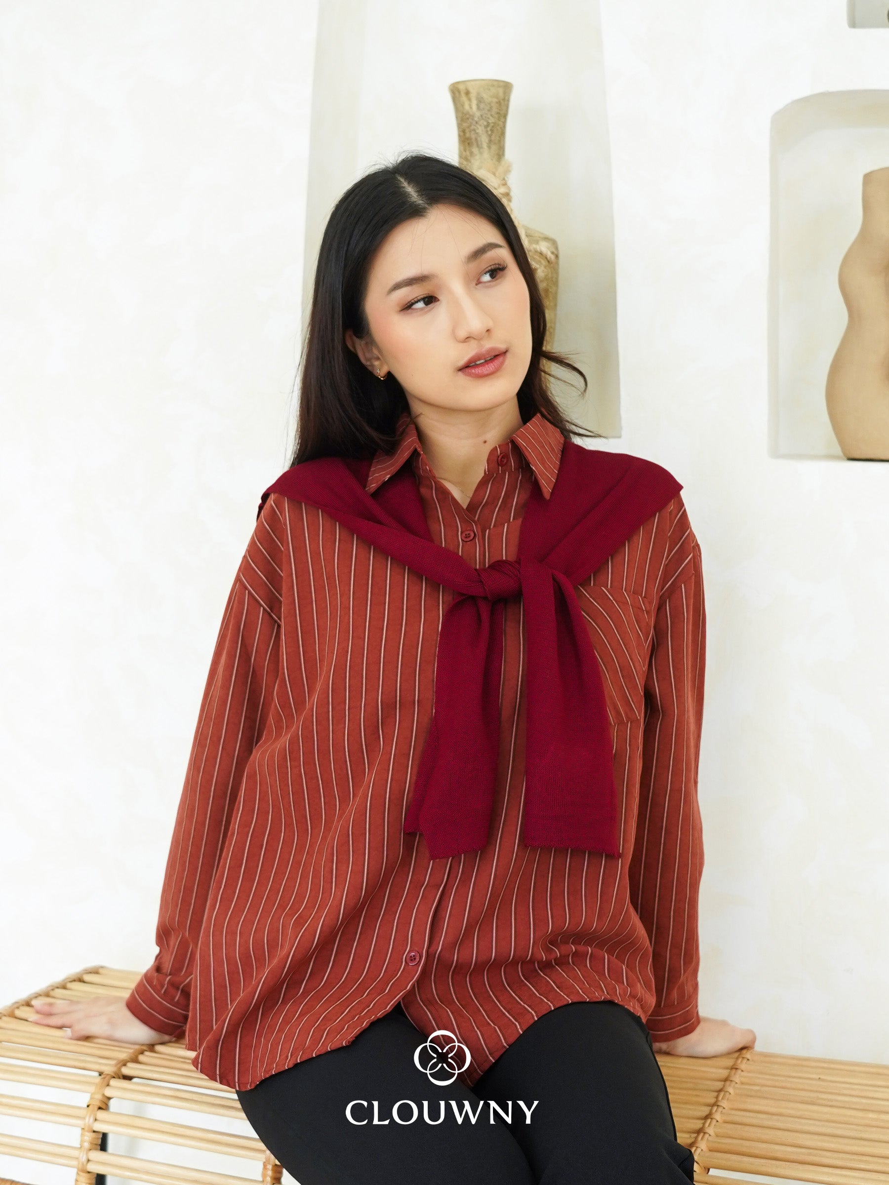 Candela Stripes Scarf - Maroon